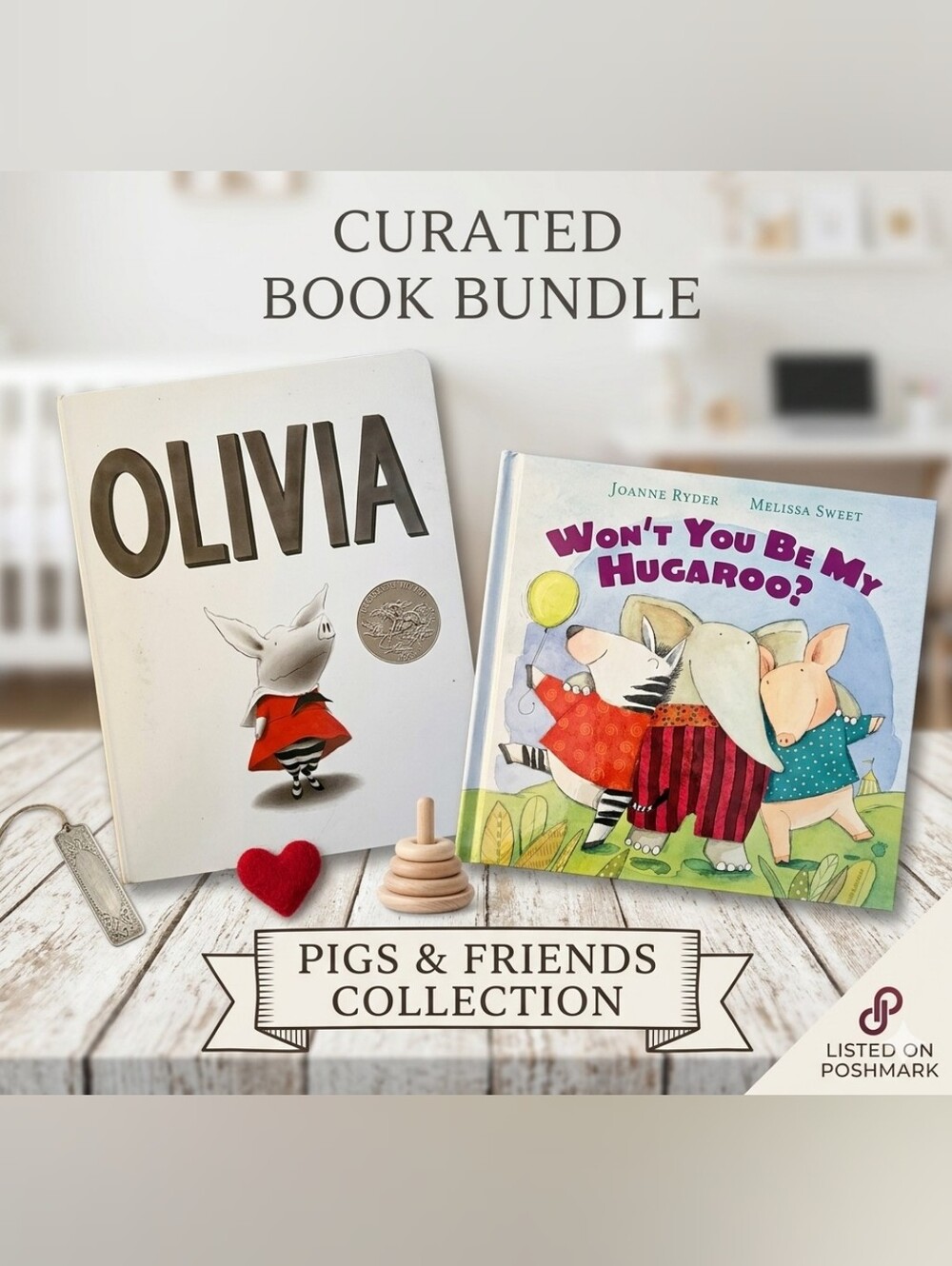 LIKE NEW Children’s Book Bundle Olivia & Won't You Be My Hugaroo Picture Book